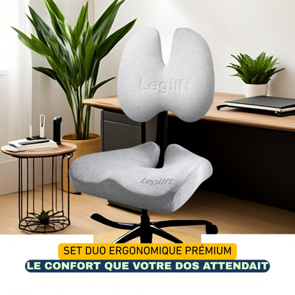Duo Ergonomique Premium – Assise & Dossier Soutien Lombaire