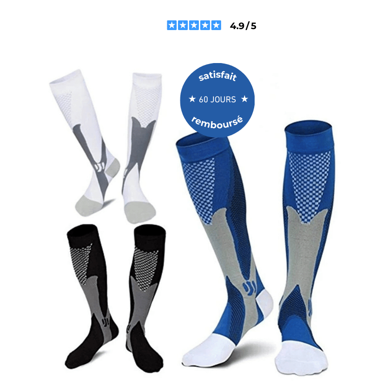 X3 Chaussettes de compression - soulagent douleurs et gonflements des jambes